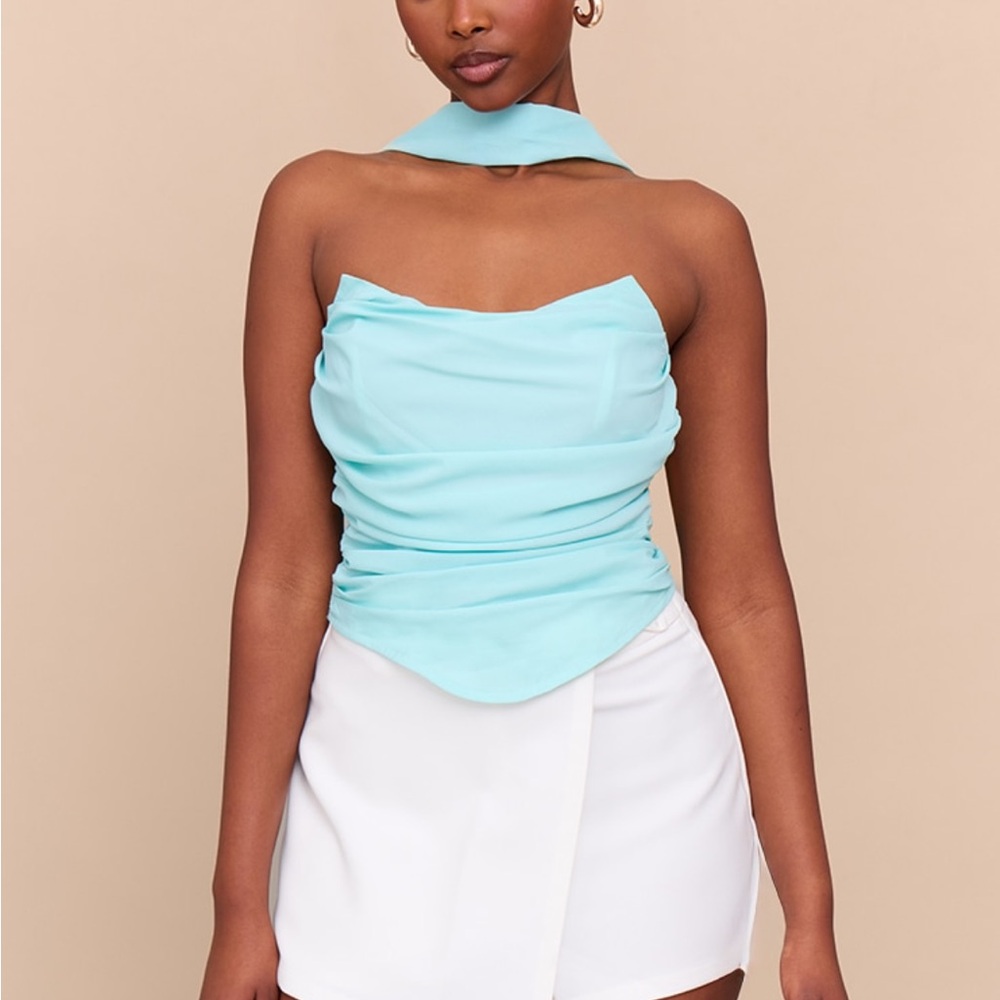 PrettyLittleThing Mint Strapless Scarf Corset